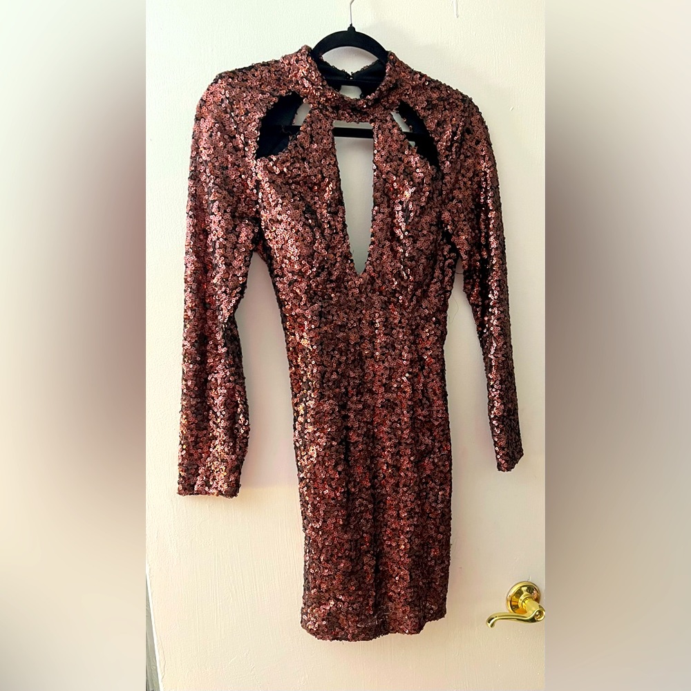 Burgundy sequin mini dress
